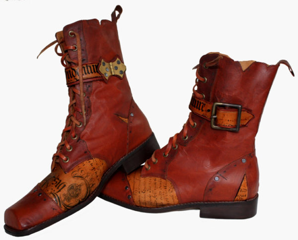 brown leather steampunk boots