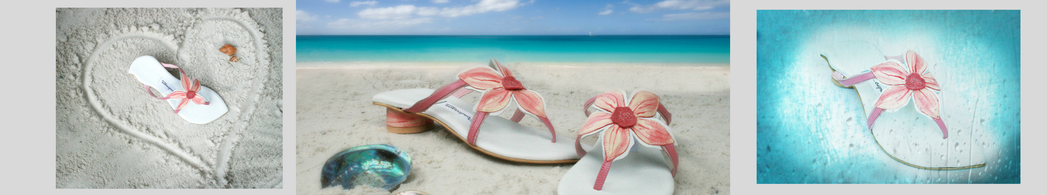white and pink sandals