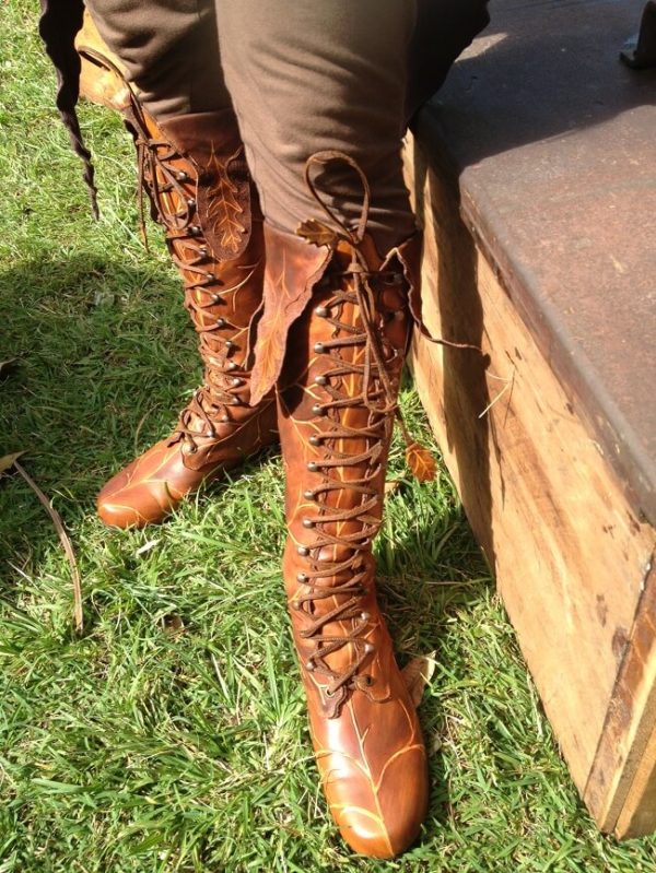 brown flat leaf boots knee high pendragon shoes australia