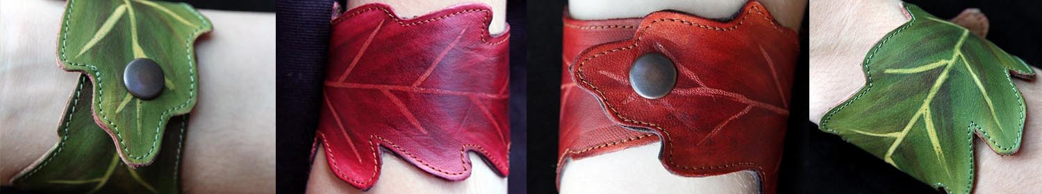 leaf leather cuff