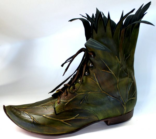 embossed leaf boots green