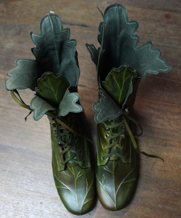 green leafy lace ups