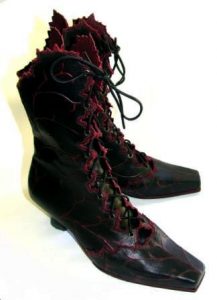 black and burgundy leaf boots lace up